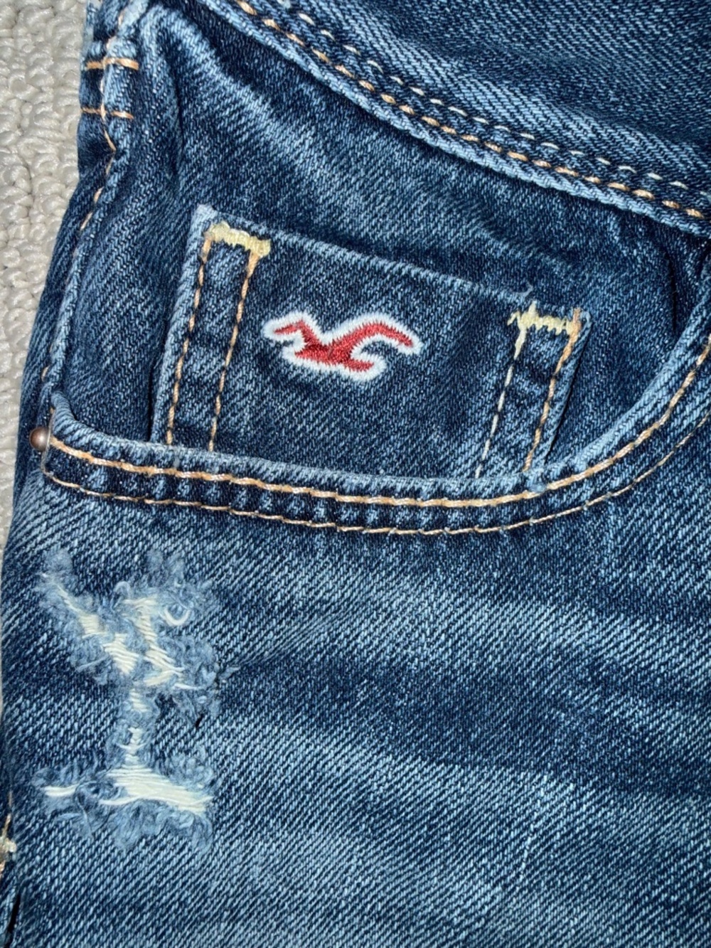 Vintage Hollister Distressed Denim Cutoff Shorts Size 0 W24 Low Rise Dark Wash - Picture 7 of 16